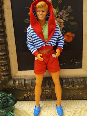 malibu ken doll brown hair Vintage 1968 Mattel Malibu Ken Doll with Red Swim Shorts Malaysia Brown Hair 