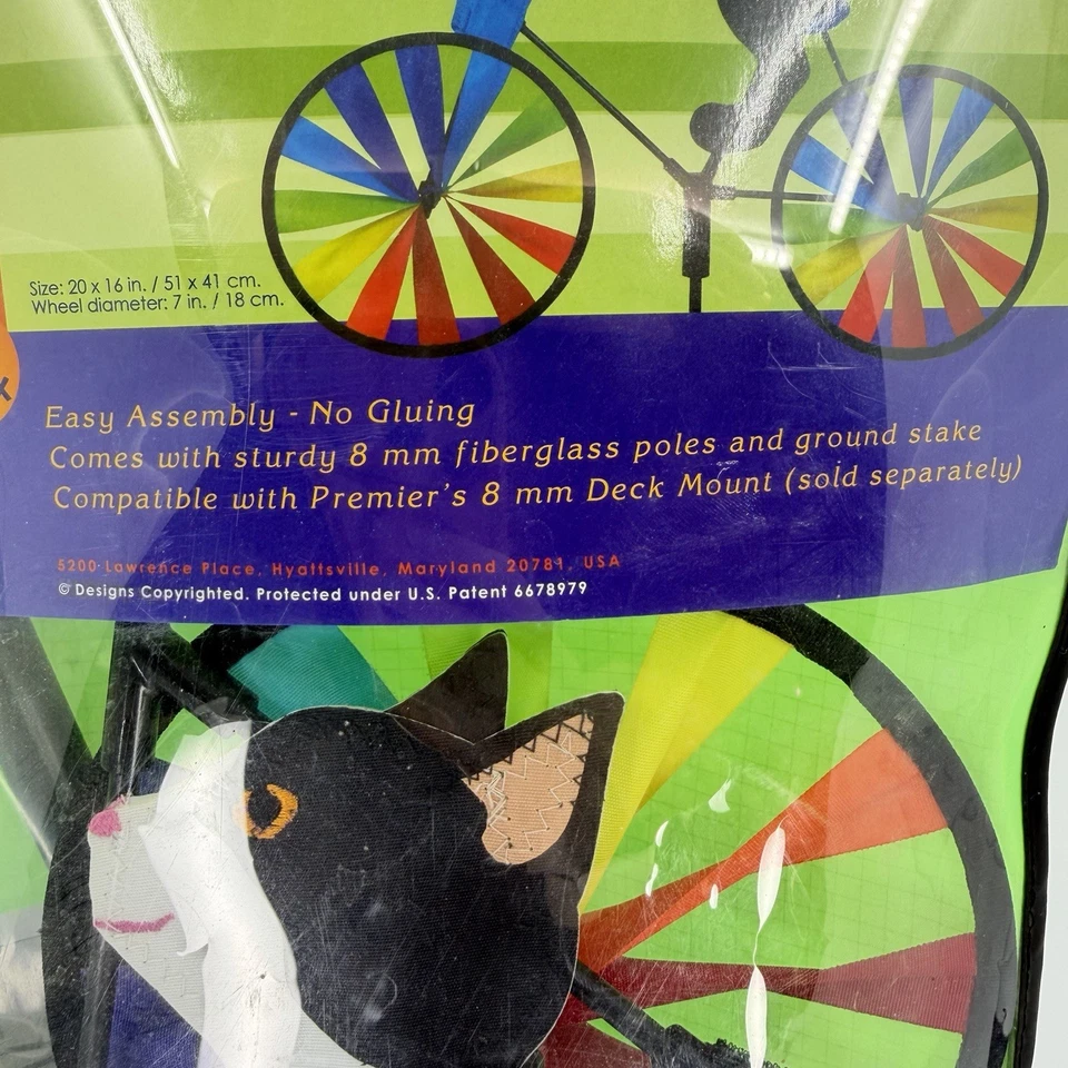 Esmoquin Cat Cardinal Bicicleta Wind Spinner 20" Wind Garden Foto 4 de 4