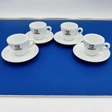 Luigi Lavazza Porcelain Espresso Demitasse Coffee Cups W/ Saucers Set of 4 VTG