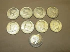 Lot Of Nine Kennedy Half Dollar  1967 40% Silver Circulated & ungraded 50c Coin