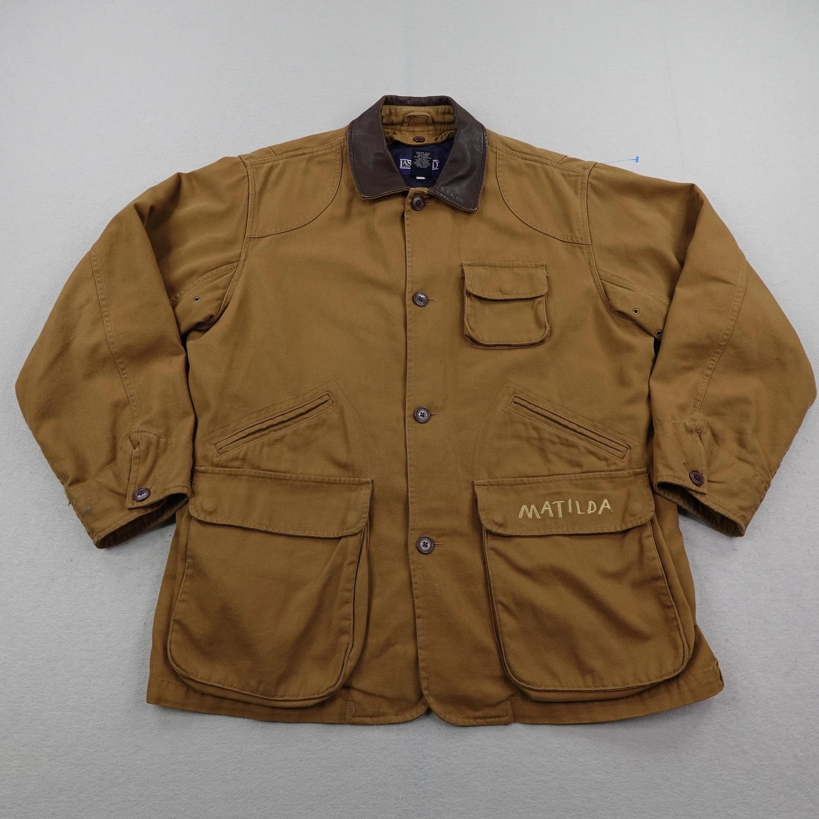 Lands End Jacket Mens Large Brown Canvas Field Chore Coat Removable Quilt Liner