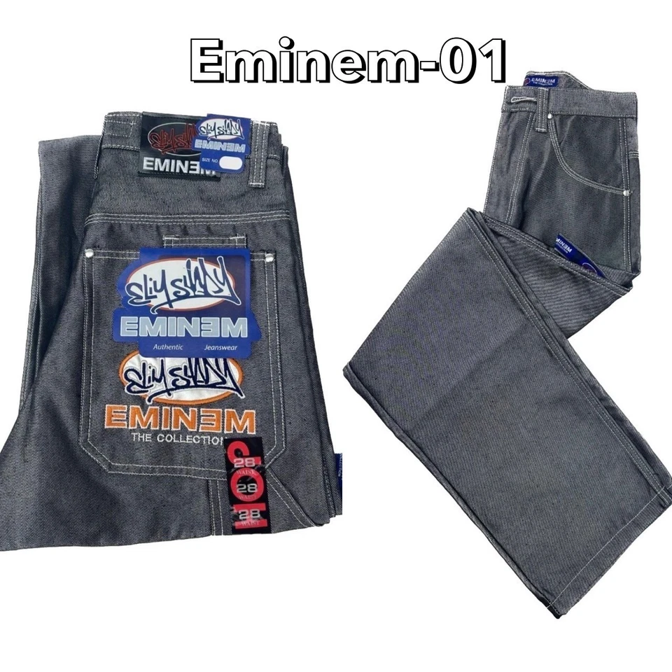 Jeans holgados grises brillantes vintage años 90 Eminem Hip Hop "SLIM SHADY" W34 Foto 2 de 4