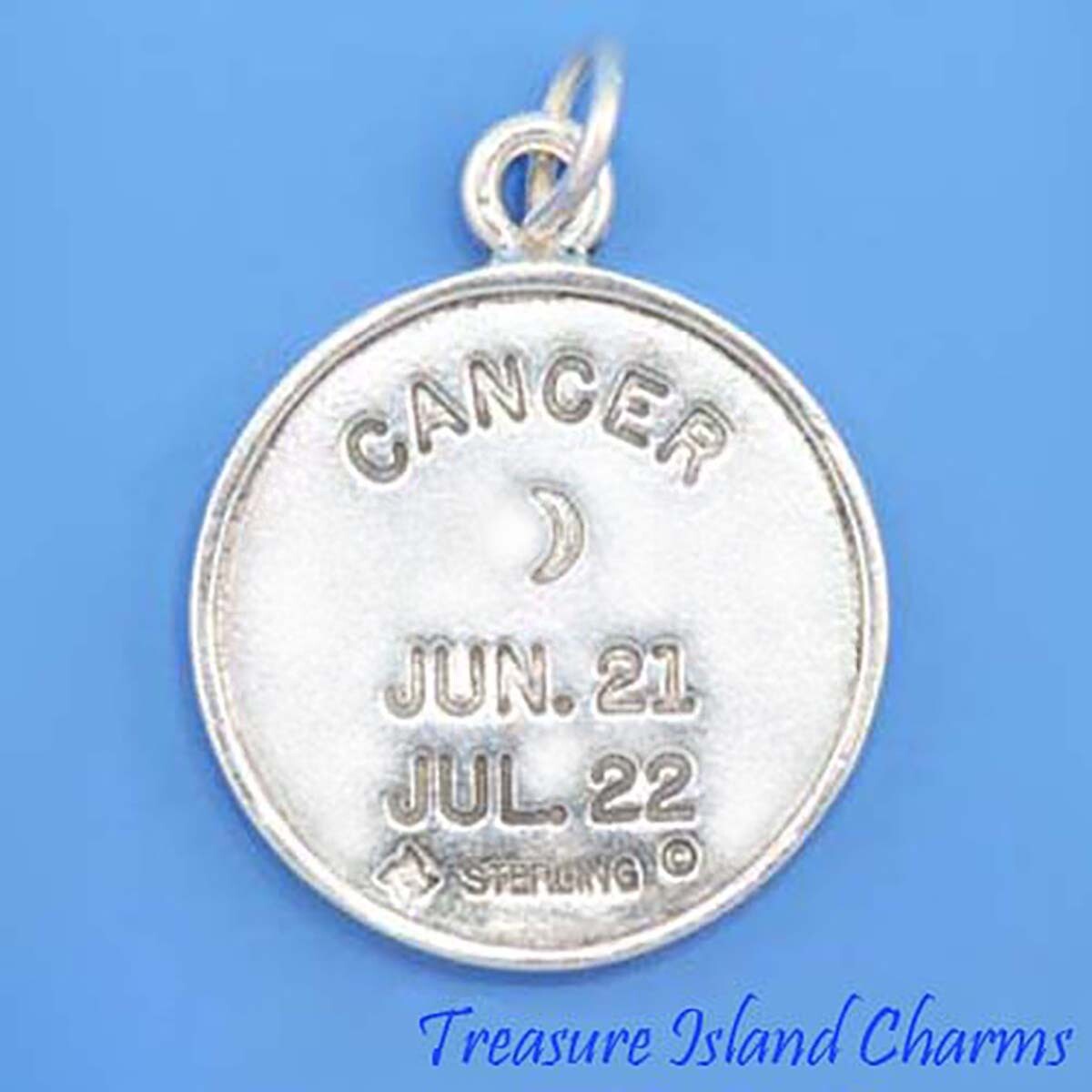 Cancer Zodiac Sign Two-Sided 925 Solid Sterling Silver Charm Pendant ...