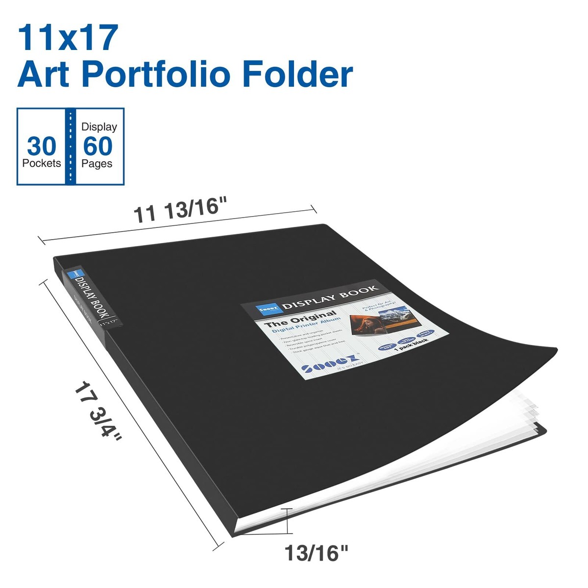 Sooez Art Portfolios 11x17 Large Portfolio Folder with 30 Pockets
