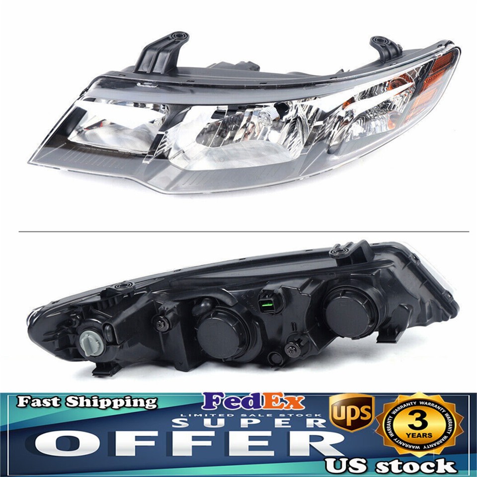 Pair Of Halogen Headlights For 2010-2013 Kia Forte – Chrome Housing, Clear Lens, Left+Right