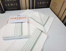 2 X John Lewis 🎅 ANYDAY 🎁 Terry Stripe Cotton Tea Towel, Dusky Green