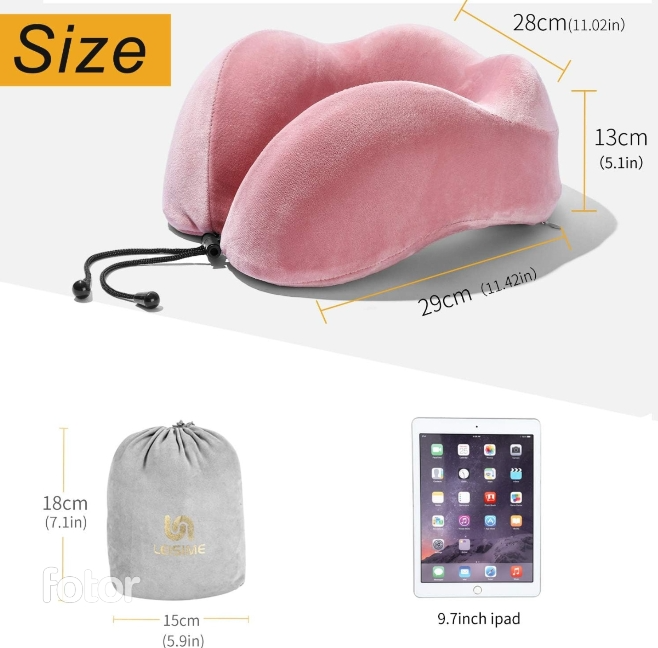Memory Foam Travel Pillow with Eye Mask & Ear Plugs for Comfortable Sleep