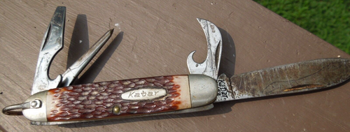 KA-BAR 1152 USA 4 Blade Camper, Utility Knife, Delrin Handles - Used but Solid - Picture 8 of 8