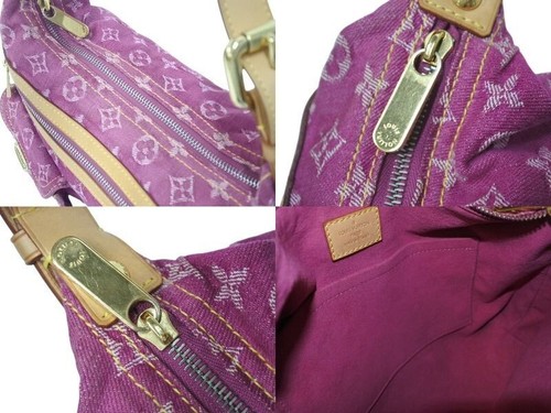 LOUIS VUITTON M95212 Monogram Denim Baggy PM Pink Shoulder Bag F/S Japan - Picture 7 of 9
