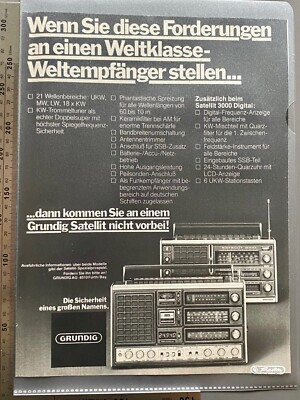 Grundig Satellit 3000 Digital Weltempfänger Original 1978 Vintage Advert Werbung