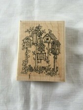New Stampin Up "Home Tweet Home" Mounted Rubber 1 Stamp Bird Houses K