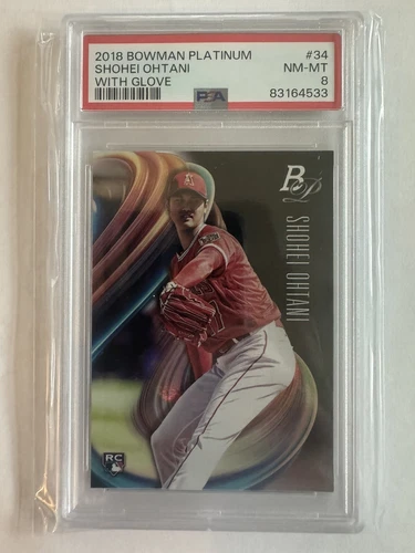 2018 Bowman Platinum With Glove #34 Shohei Ohtani RC Rookie — PSA 8