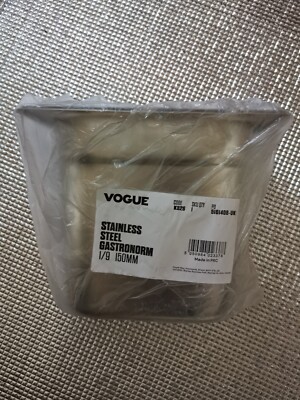 Vogue Edelstahl 1/9 Gastronorm Tablett 150 mm tief, silber, Fassungsvermögen: 1 Liter