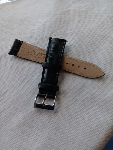 Top quality genuine leather 21mm watch strap, tang buckle with spring bars, A9 - Picture 3 of 4
