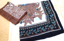 Vtg Lot 2 Silk Scarves Maurice Martin Paris Brn Wht Prnt Adolpho Blk Wht Brn Grn