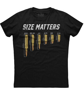 Size Matters Bullet Printed Mens Short Sleeve New Cotton Black T-shirt