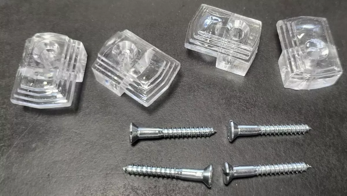 4 Clear Plastic Mirror Mount Clip glass picture screw art wall stick hang new