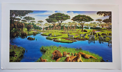 Charles Lynn Bragg African Watering Hole Hand signed Numbered