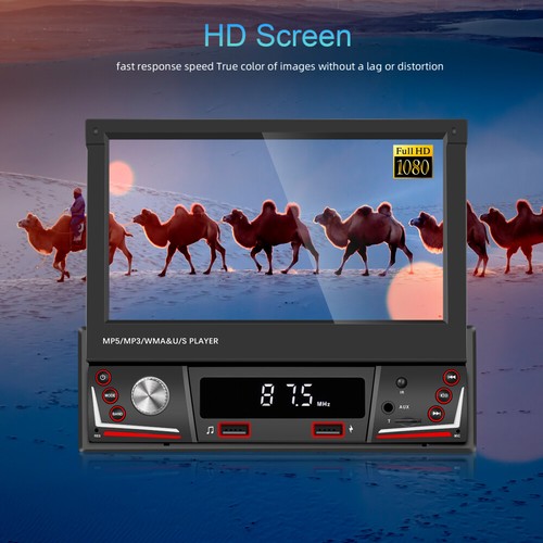 1 Din 7" Touch Flip Out Car Radio Stereo Apple Carplay Android USB Player+Camera - Imagen 9 de 15