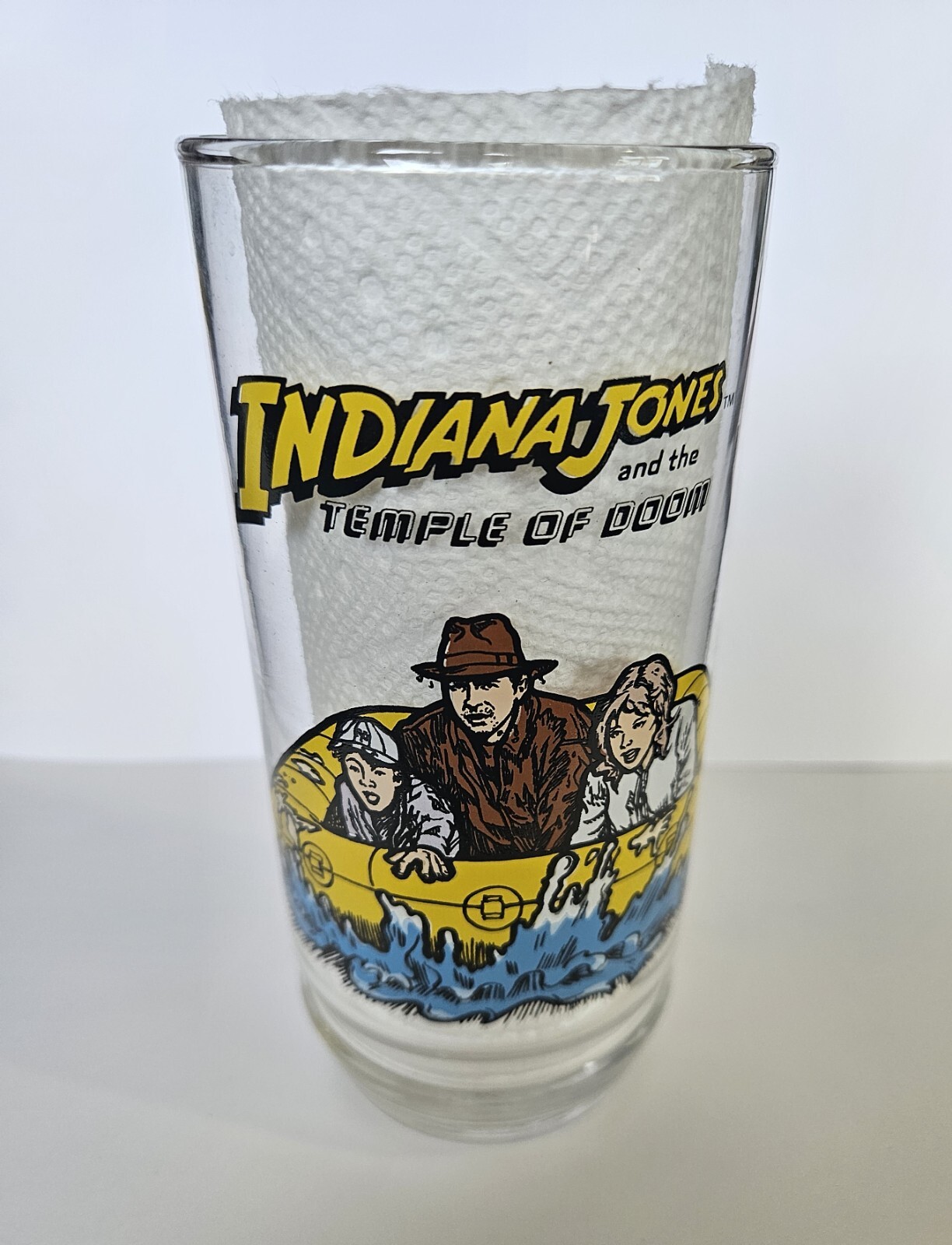 1984 Indiana Jones Temple Of Doom Indy, Willie, & Short Round 7-UP Glass