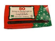 50 String-To-String Light Set Long Life Bulbs Indoor-Outdoor Over 22 Ft Long