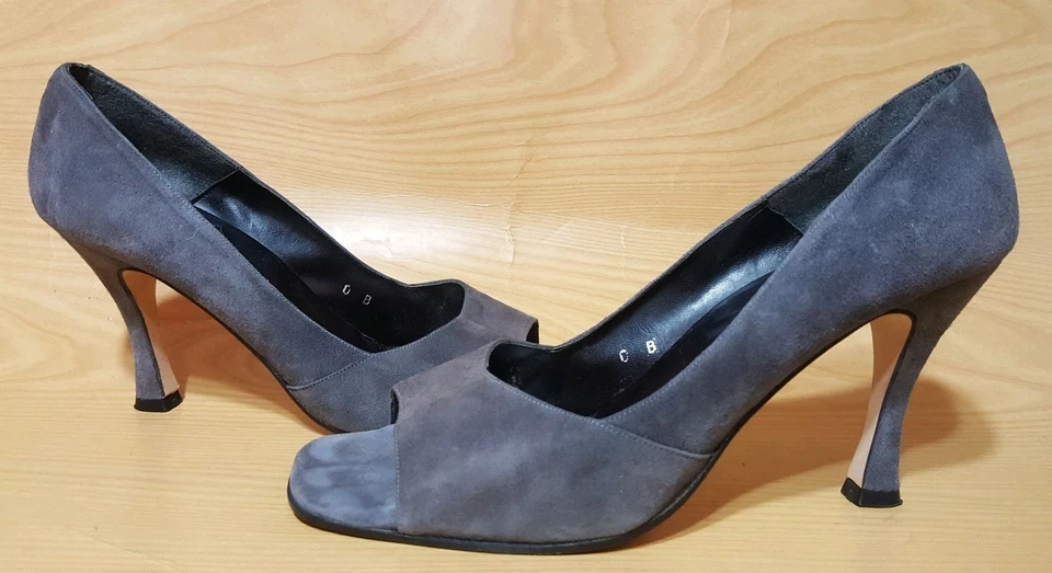 Coup D'etat Made in Spain Peep Toe Gray Suede Leather Pumps Womens Shoes 10 B - Image 2 of 4