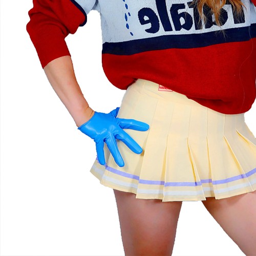 Costume da sera danza donna moda blu GUANTI polso corto 16 cm ecopelle - Foto 2 di 17