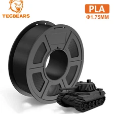 TECBEARS PLA 3D Printer Filament Bundle 1KG 1.75mm ±0.02 PLA Filament Black