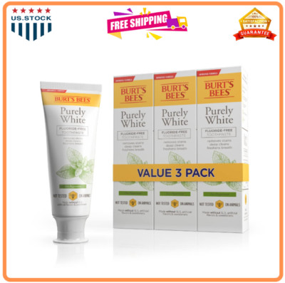 Burt's Bees Toothpaste, Natural Flavor, Fluoride-Free, Zen Peppermint, 3 Pack