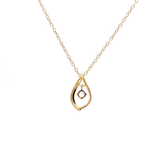 Lab Grown Diamond 14K Yellow Gold Solitaire Pendant 18" Silver Cable Chain 2.02g - Picture 3 of 8