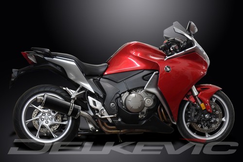 Honda VFR1200F 2010-2015 Delkevic Slip On 14" Oval Carbon Exhaust Muffler Kit - Picture 5 of 6