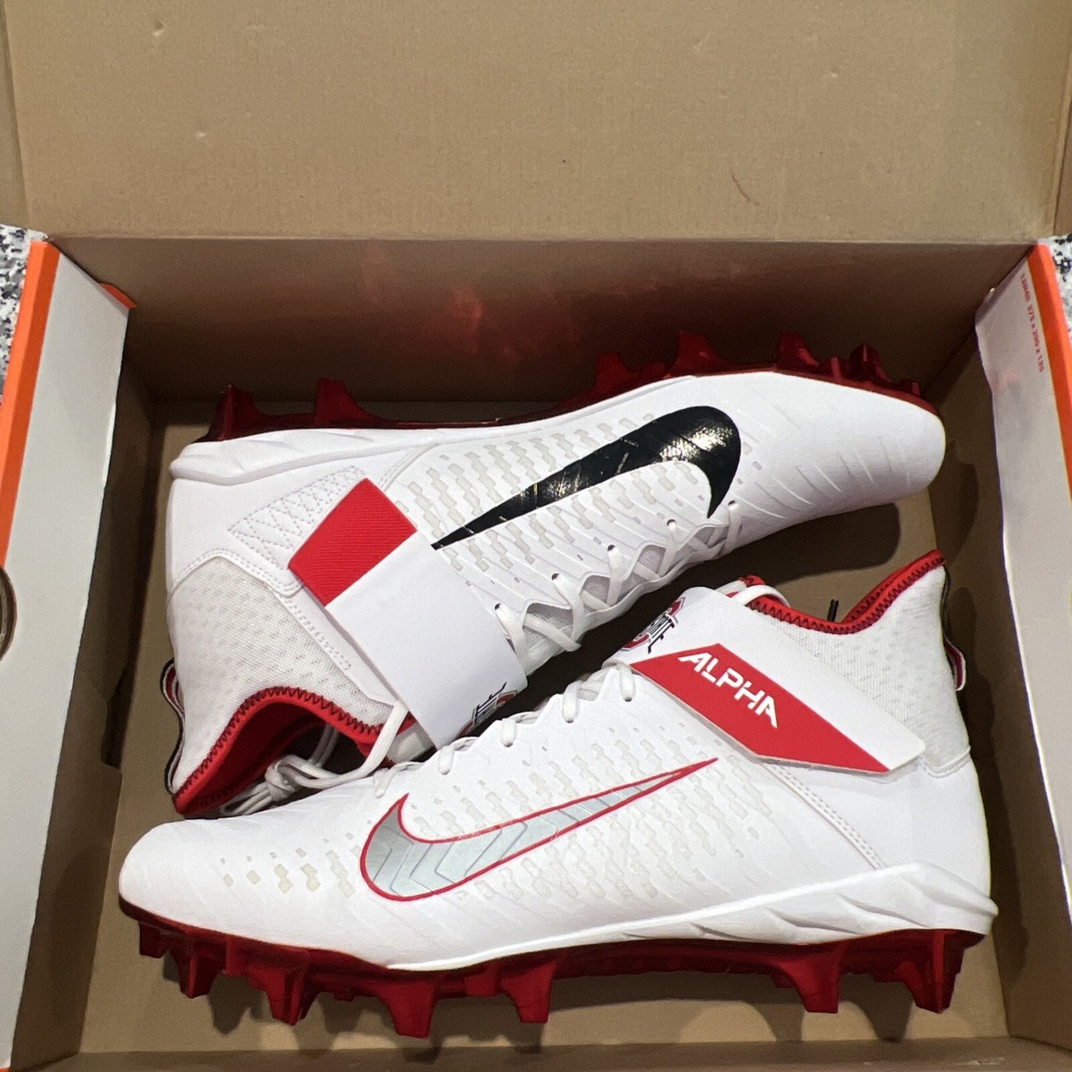 Size 15 Wide Ohio State PE Nike Alpha Menace Pro 2 Mid Football Cleats SAMPLE SAMPLE Nike Ohio State PE Alpha Menace Pro 2 Football Cleats  main image 3