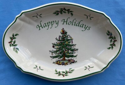 Spode Christmas Tree 11 Inch Happy Holidays Serving Tray New