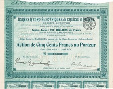 Usines Hydro-Electrique de Creuse & Vienne, 1923