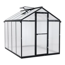 Aoodor 6ft.x8ft. Aluminum Frame Polycarbonate Walk-in Greenhouse Patio Sunroom