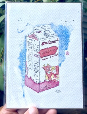 Stew Leonard s Whole Milk Carton Watercolor Art Print - 5x7 