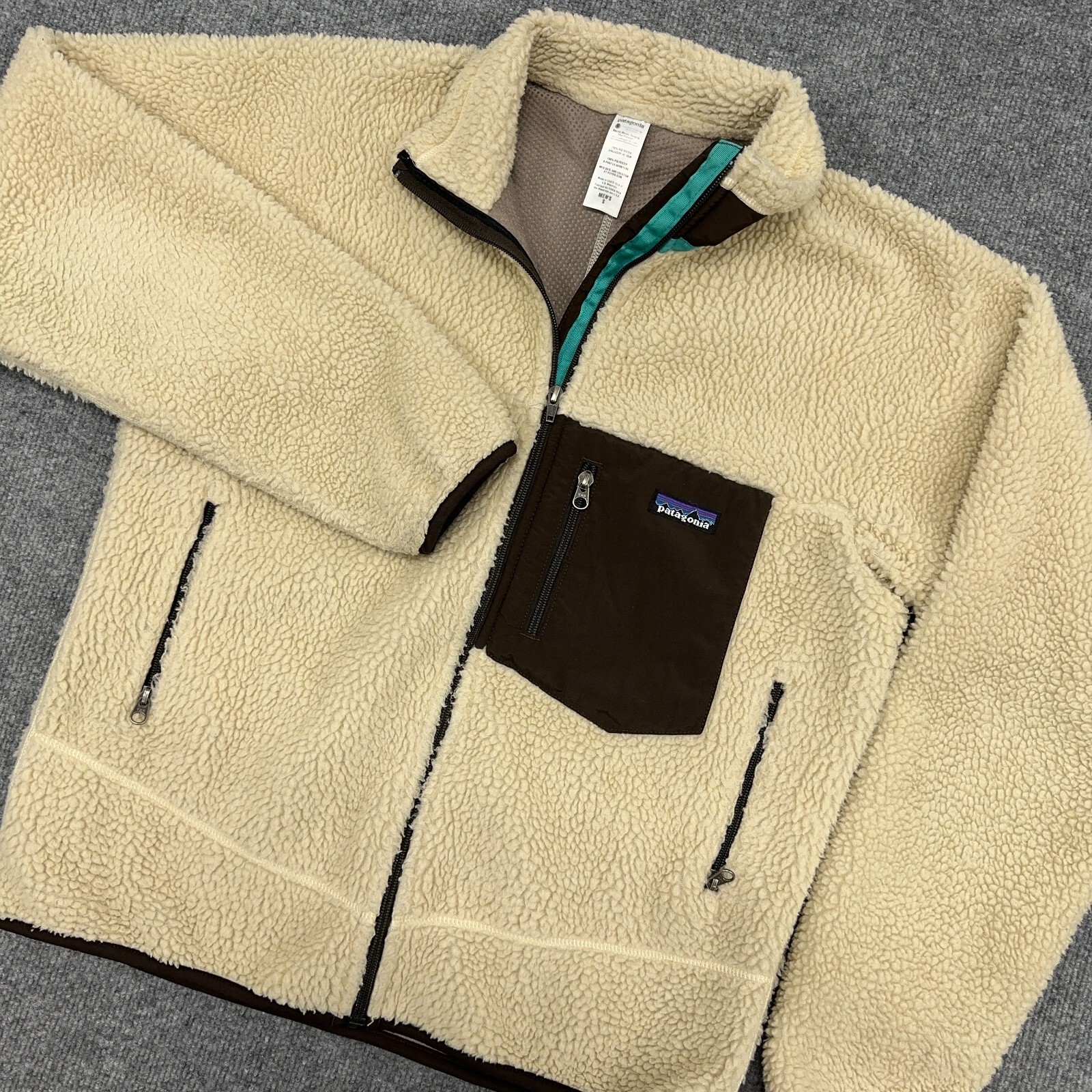 Patagonia Retro-X Fleece Jacket Mens Small Natural Cream Deep Pile Full Zip Y2K