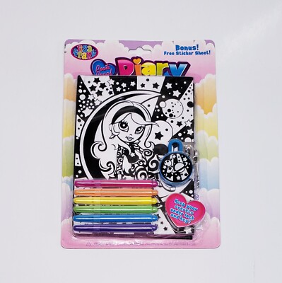 Lisa Frank Peek Proof Diary With Lock+Markers &Sticker Sheet Brand New Old Stock