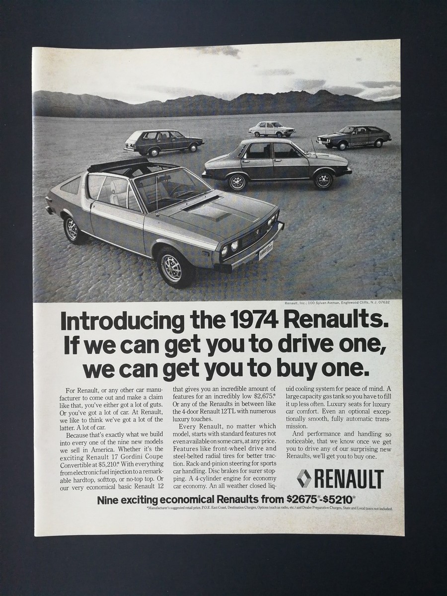 Vintage 1974 Renault 17 Gordini Coupe Convertible & 12TL Full Page