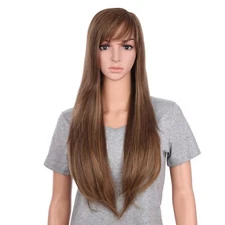 Onedor 30" Long Straight Synthetic Full Head Cosplay Wigs with Bangs (R12/16)