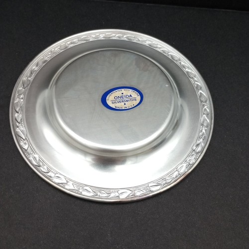 Rodgers By ONEIDA Silversmiths Plate Glass Dish And Spoon Made In USA Vtg Boxed - Picture 4 of 12