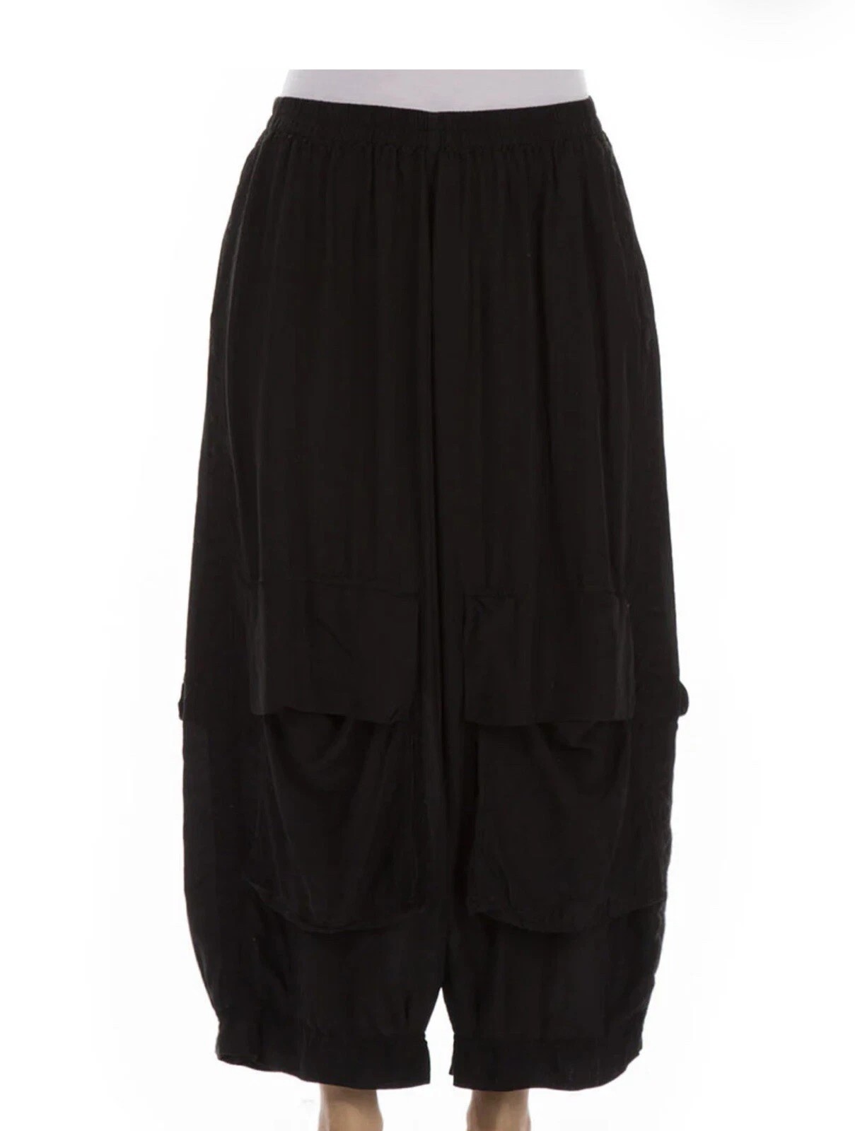 Pantalon à enfiler GRIZAS noir soie bambou superpoches taille M