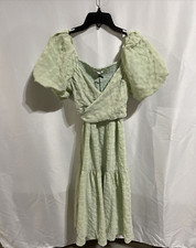 ASTR The Label Gauze Smocked Tiered Maxi Dress Mint Size XS NEW