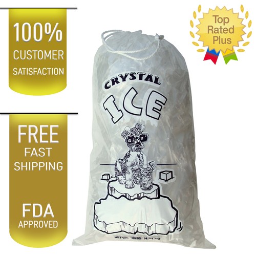 10 LB LBS Commercial Ice Bag Bags Drawstring 10/25/50/100/150/200/.../500/1000