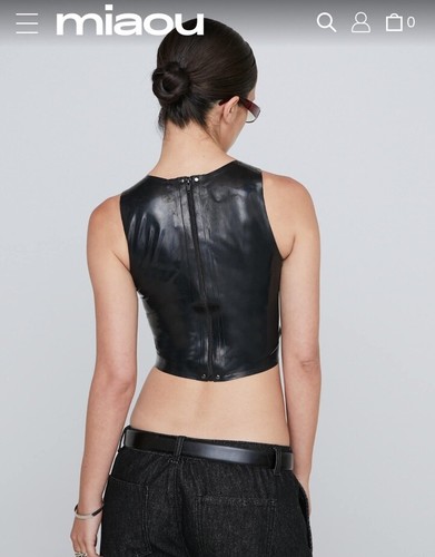 Miaou Jinx Tank Top Cami Latex Black Fetish Sz XS NWT $295 Revolve - Picture 3 of 12