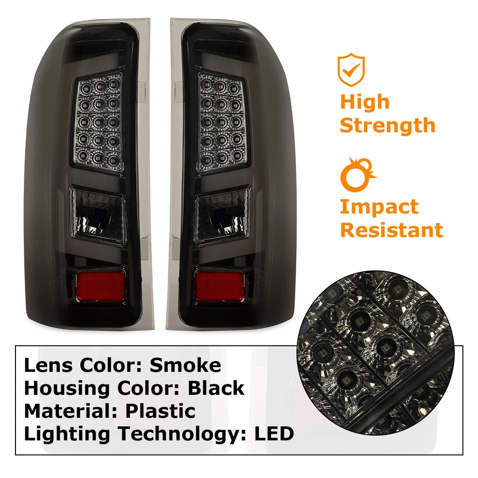 Luces traseras de tubo LED para 07-13 Chevy Silverado 1500 2500 3500 luces de freno DOT Foto 2 de 4