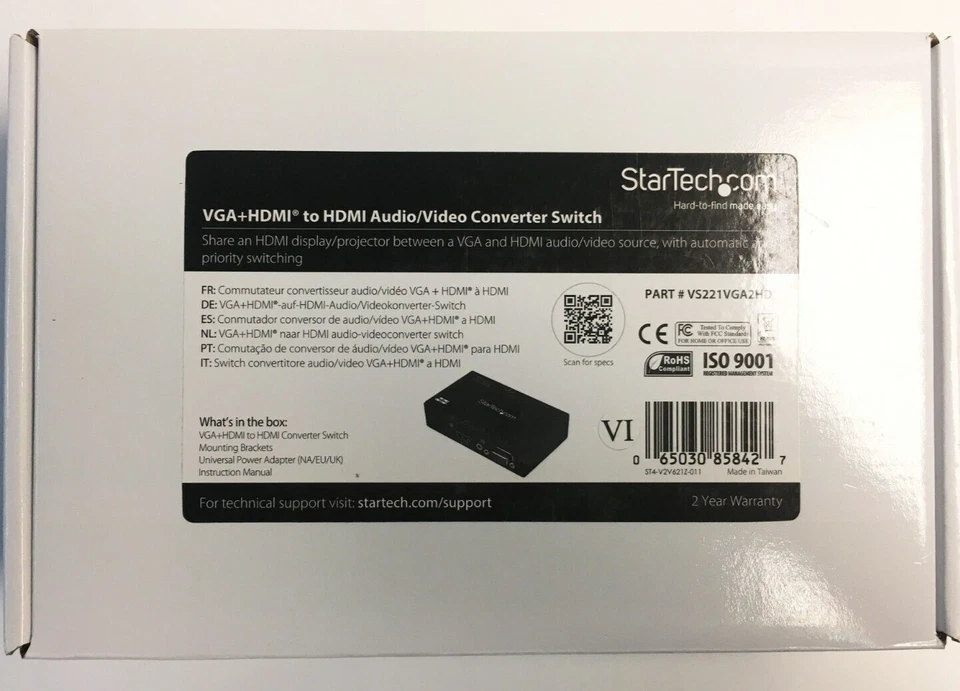 PARTS KIT: Mounts & Adapters StarTech HDMI VGA HDMI Converter Switch VS221VGA2HD - Image 2 of 2