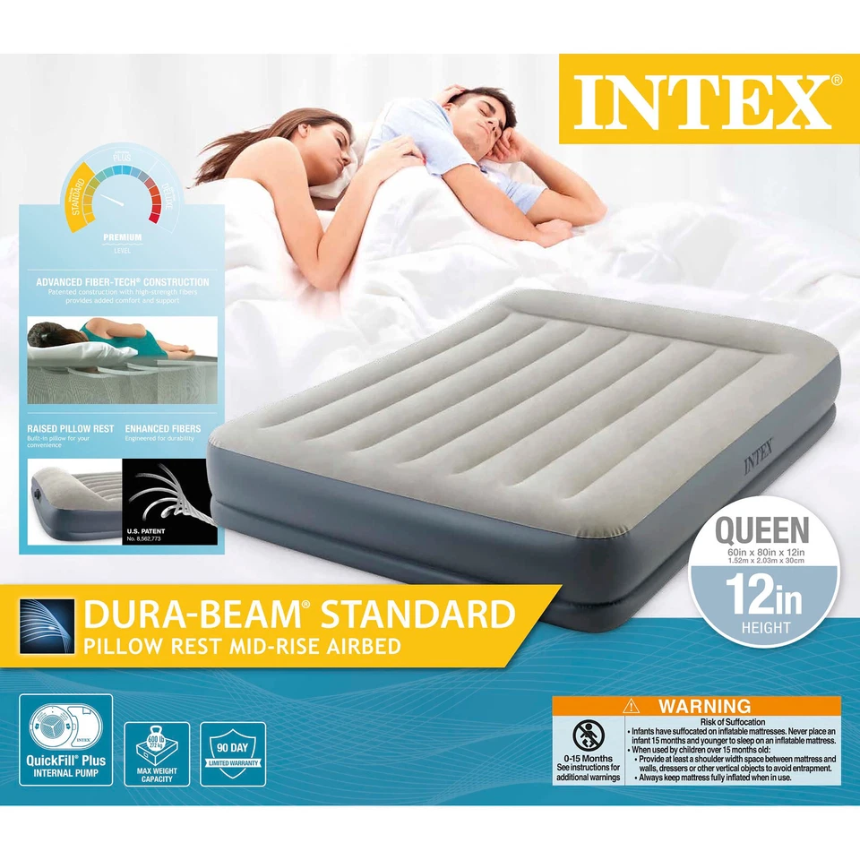 Bett Matratze Auto Aufblasbare Reisen Oder Gästebett Intex 152x203x30cm Durabeam - Bild 4 von 4