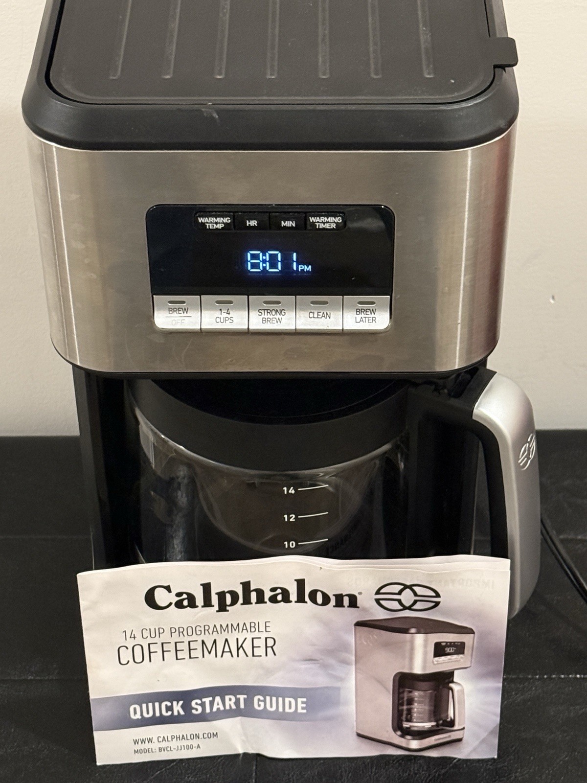 Calphalon Programmable Coffee Machine with Glass Carafe, 14 Cups Stainless Steel
