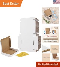 30-Pack 7x5x1 White Cardboard Mailer Boxes - Eco-Friendly Shipping Solution